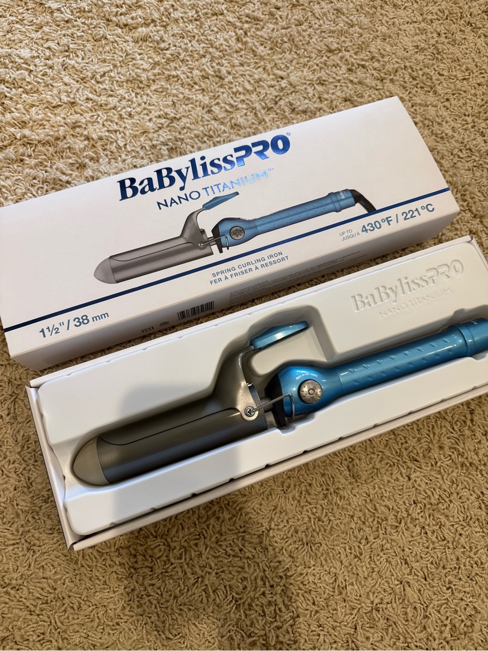 BaByliss Pro Blue Nano Titanium 1.5" Spring Curling Iron